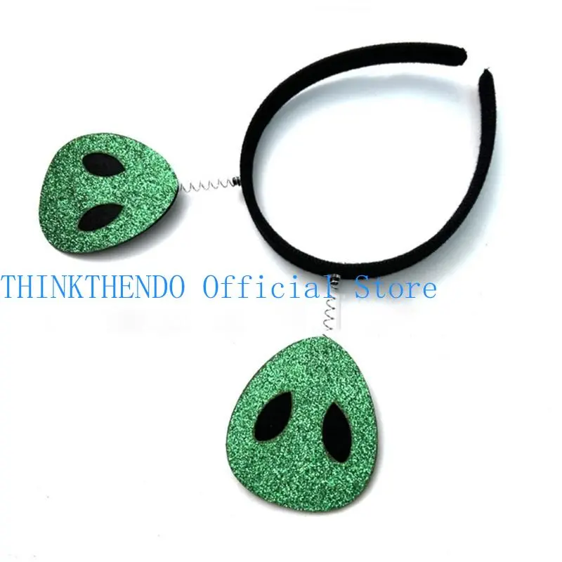 39BB Adult Teens Bouncing Sequins Alien Headband Halloween Hair Hoop Makeup Live Broadcast Cosplay Party Headpieces
