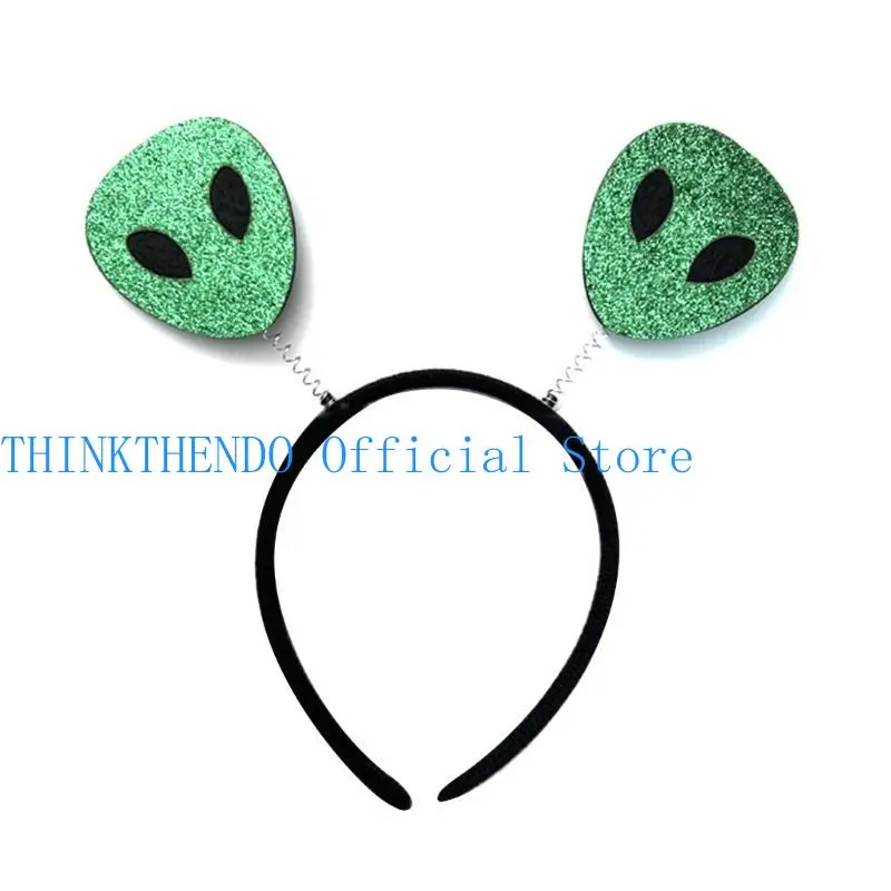 39BB Adult Teens Bouncing Sequins Alien Headband Halloween Hair Hoop Makeup Live Broadcast Cosplay Party Headpieces