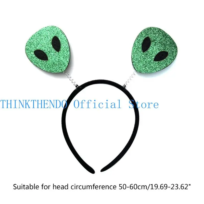 39BB Adult Teens Bouncing Sequins Alien Headband Halloween Hair Hoop Makeup Live Broadcast Cosplay Party Headpieces