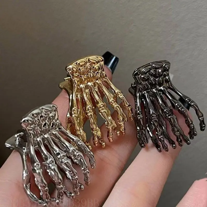 39BB Unique Hair Claw Clip Small Catch Hair Claw Clip Hair Adornment Cool Skeleton Hand Claw Clip Hair Ornamentation