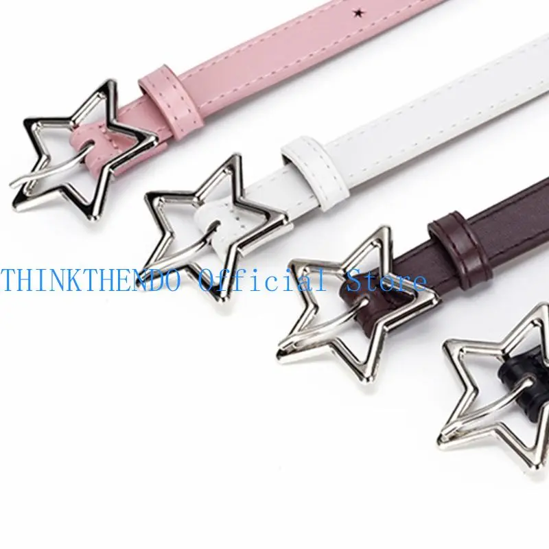 39BB Delicate Hollow out Star Buckle Waist Belt Adult Jeans Belt Adjustable Length
