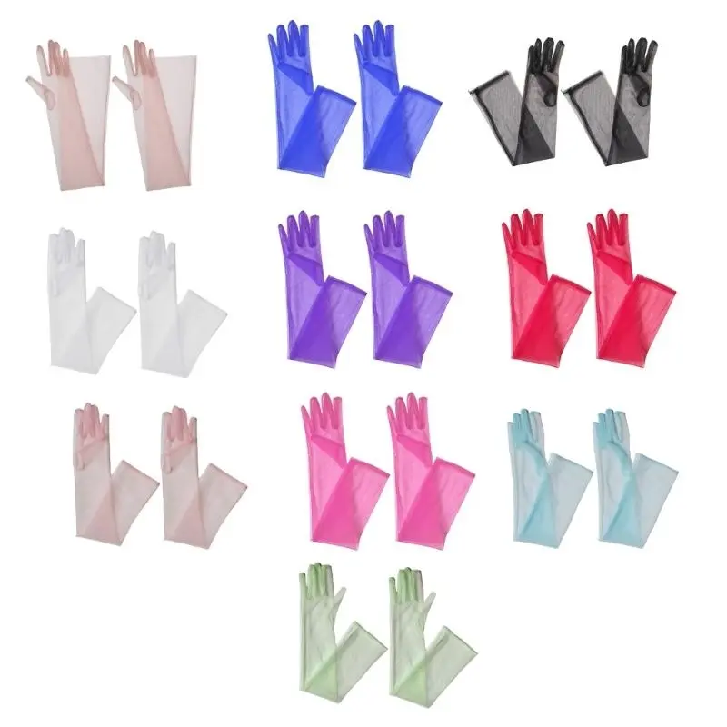 652F 2pack Sheer Elbow Length Gloves Fashionable Party Mittens Bridal Wedding Gloves for Weddings and Evening Parties
