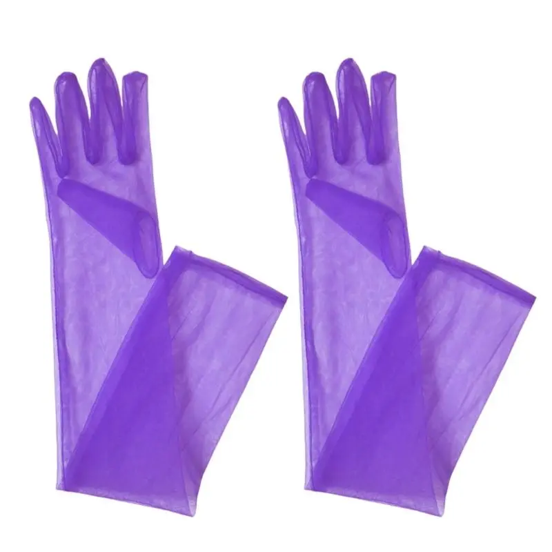 652F 2pack Sheer Elbow Length Gloves Fashionable Party Mittens Bridal Wedding Gloves for Weddings and Evening Parties