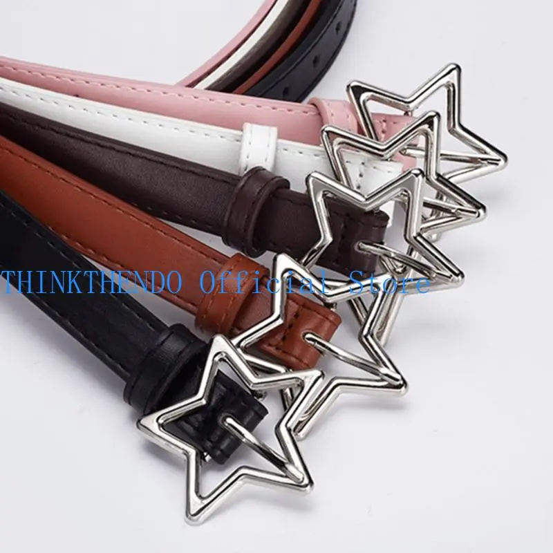 39BB Delicate Hollow out Star Buckle Waist Belt Adult Jeans Belt Adjustable Length