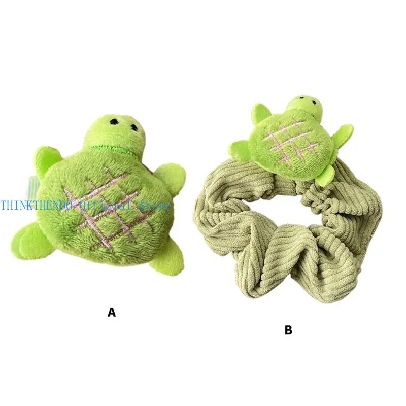 652F Stuffed Tortoise Hairclip for Girls Kids Hair Scrunchies Sidepin Hair Styling Tool Plush Hair Pin Lovely Hair Decoration