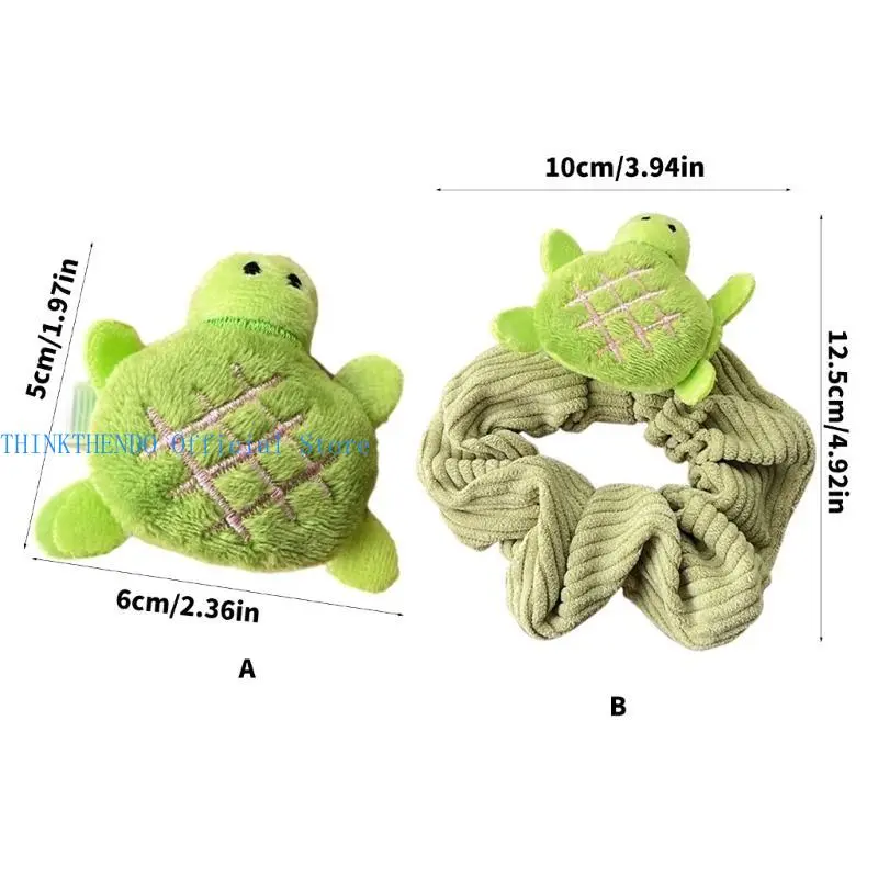 652F Stuffed Tortoise Hairclip for Girls Kids Hair Scrunchies Sidepin Hair Styling Tool Plush Hair Pin Lovely Hair Decoration