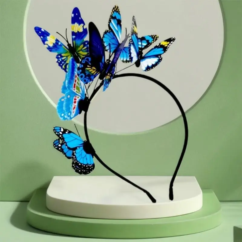 652F Butterfly Fascinator Headband Elegant Hair Accessory for Women and Girls Halloween Party Cosplay Bridal
