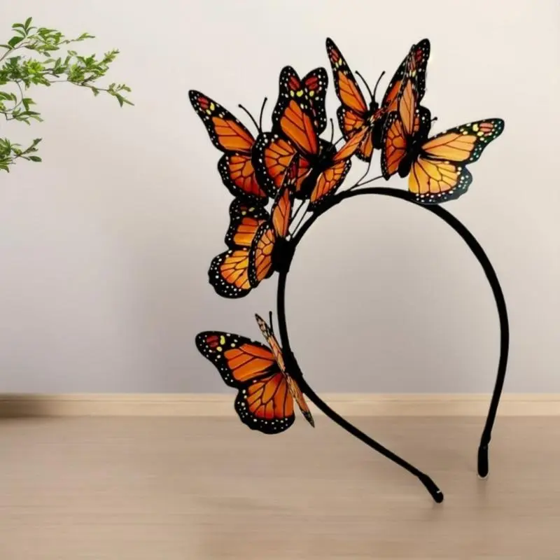 652F Butterfly Fascinator Headband Elegant Hair Accessory for Women and Girls Halloween Party Cosplay Bridal