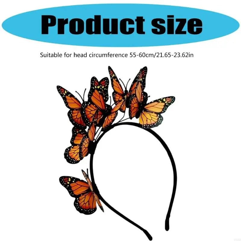 652F Butterfly Fascinator Headband Elegant Hair Accessory for Women and Girls Halloween Party Cosplay Bridal