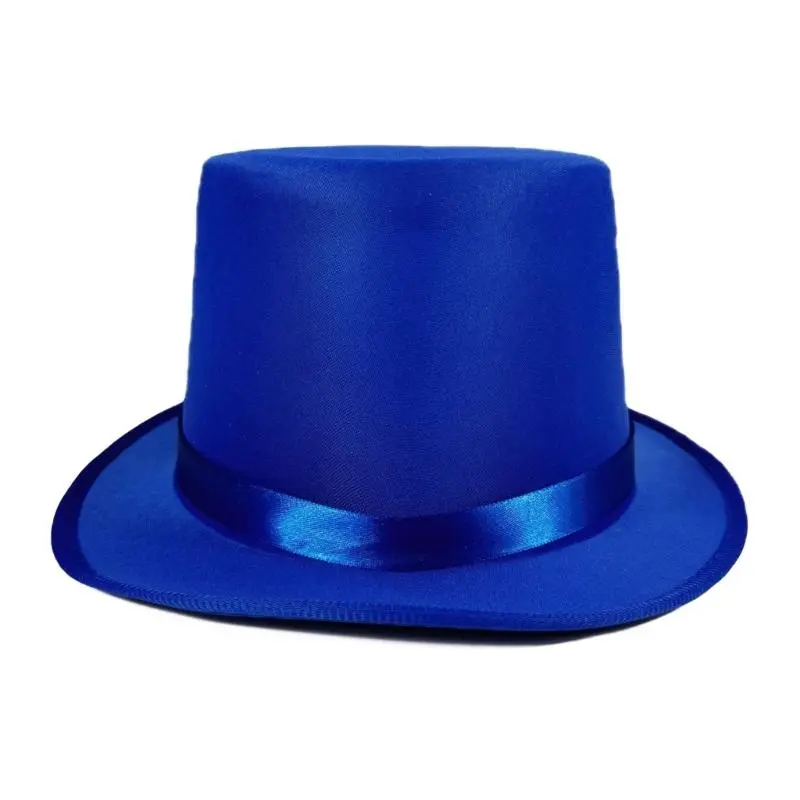 652F Magicians Hat for Men Women with  Belt Fedoras Hat Cosplay Costume Props Hat Jazzy Caps Stage Show Ceremony Hat