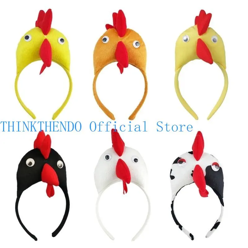 652F Girl Rooster Headbands Funny Chicken Headwear Wide Hairband Wear Cartoon Hairband Birthday Party