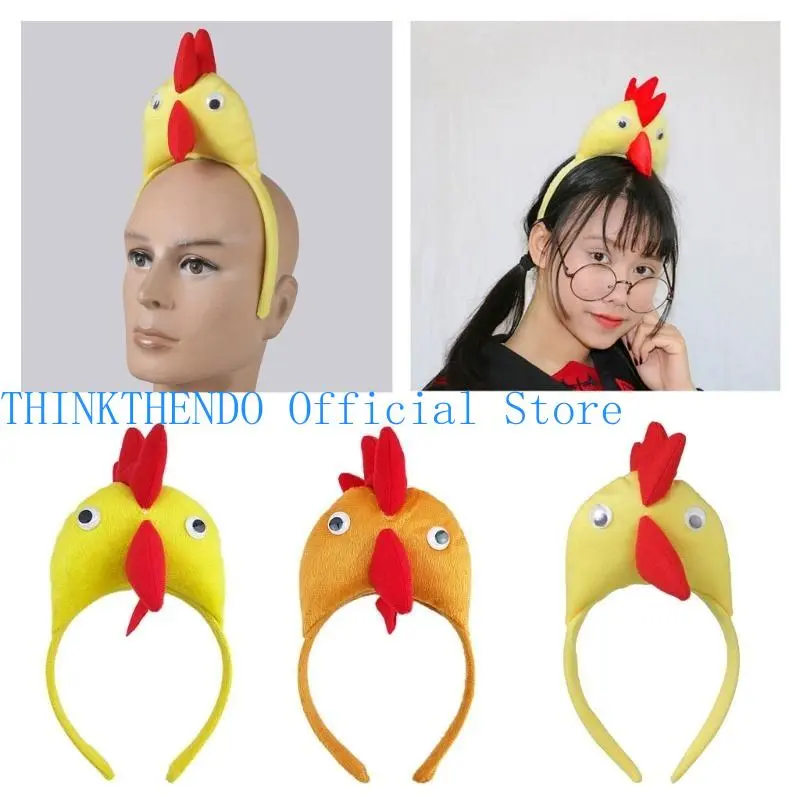652F Girl Rooster Headbands Funny Chicken Headwear Wide Hairband Wear Cartoon Hairband Birthday Party