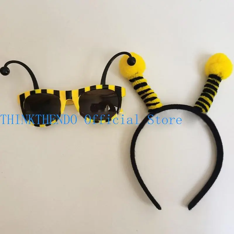 652F Headband and Glasses Set  Antenna Headband with  for Sun Glasses  Costume Accessories Halloween