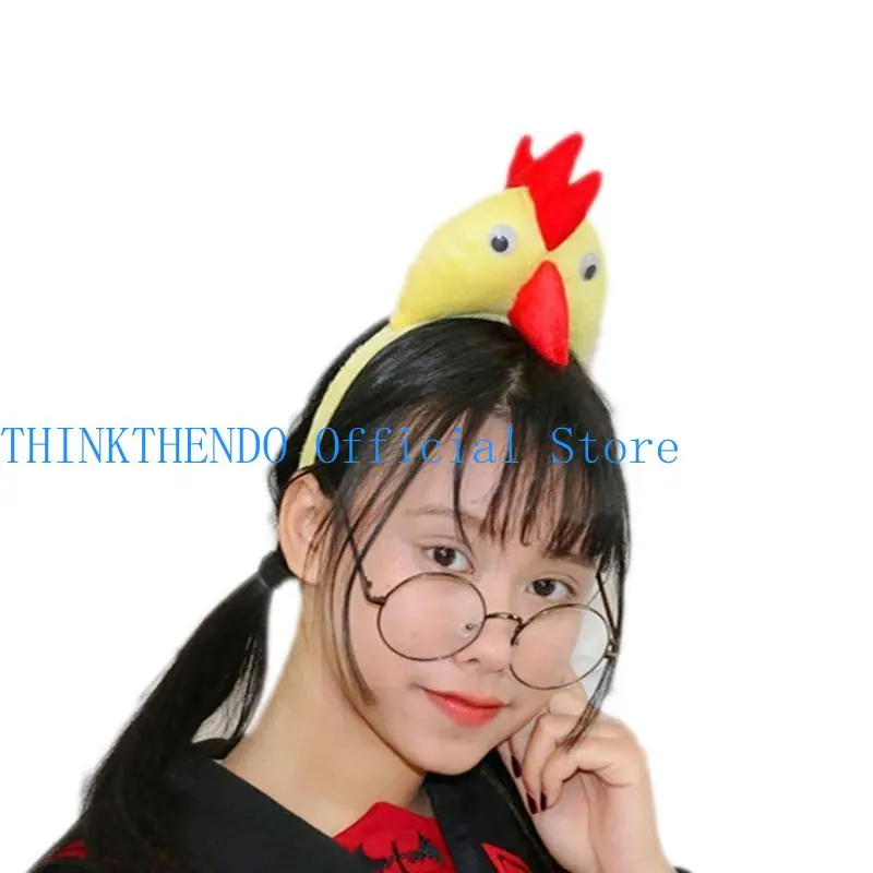 652F Girl Rooster Headbands Funny Chicken Headwear Wide Hairband Wear Cartoon Hairband Birthday Party
