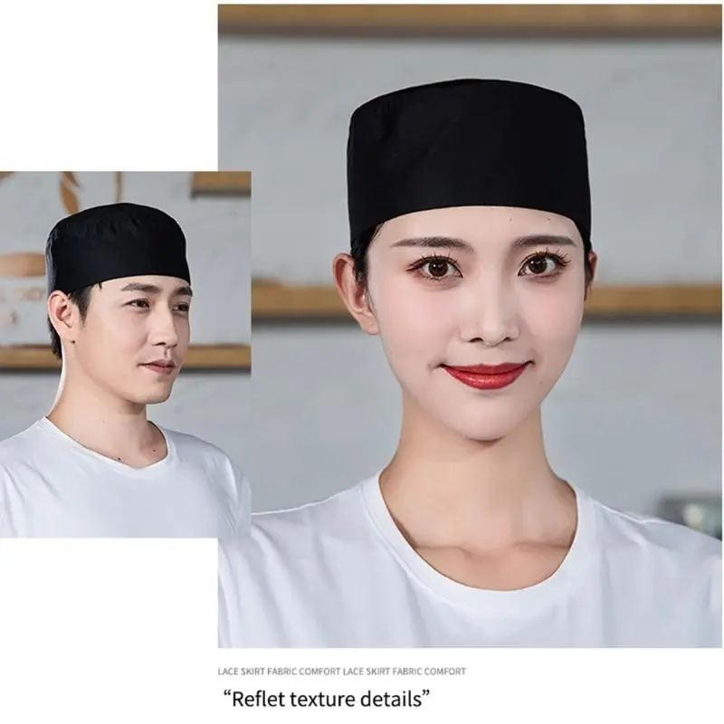 652F Professional Chefs Hat with Adjustable Button Design Comfortable Flat Hat for Kitchen and Restaurant Work Environment