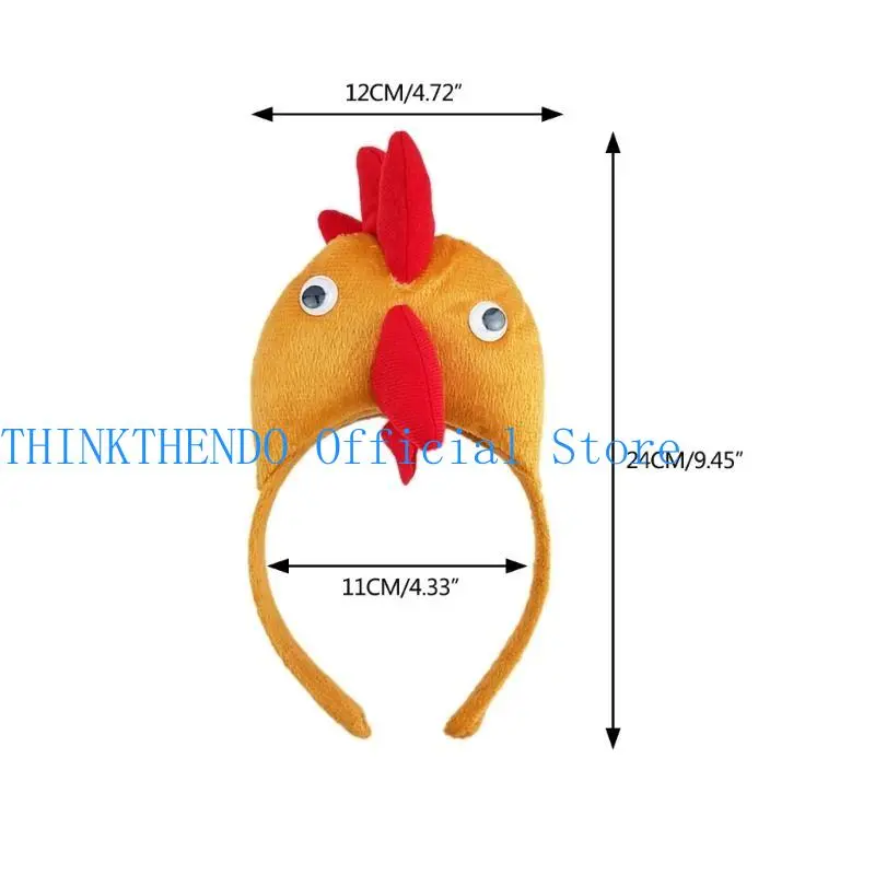 652F Girl Rooster Headbands Funny Chicken Headwear Wide Hairband Wear Cartoon Hairband Birthday Party