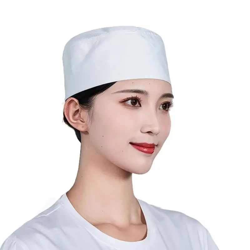 652F Professional Chefs Hat with Adjustable Button Design Comfortable Flat Hat for Kitchen and Restaurant Work Environment