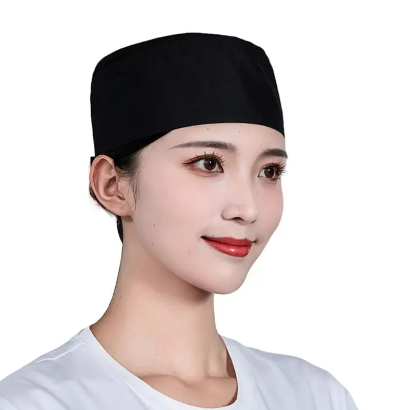 652F Professional Chefs Hat with Adjustable Button Design Comfortable Flat Hat for Kitchen and Restaurant Work Environment