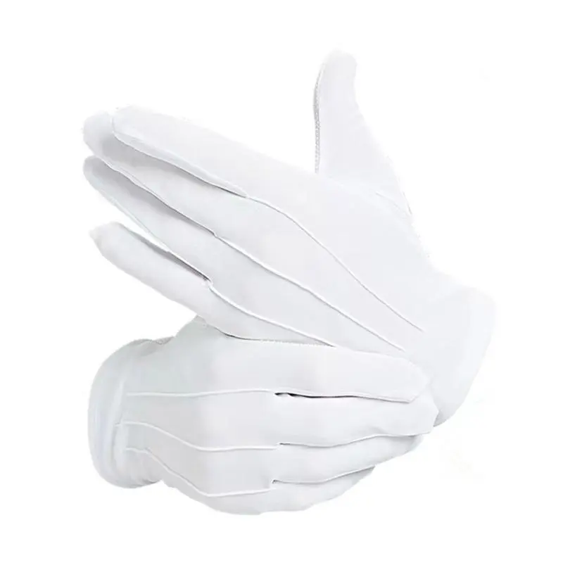 652F White Gloves With Nonslip Dotted Parades Gloves Marchings Band Etiquette Gloves For Jewelry Formal Event Men Women Unisex