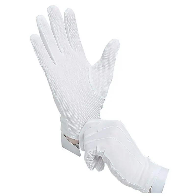 652F White Gloves With Nonslip Dotted Parades Gloves Marchings Band Etiquette Gloves For Jewelry Formal Event Men Women Unisex