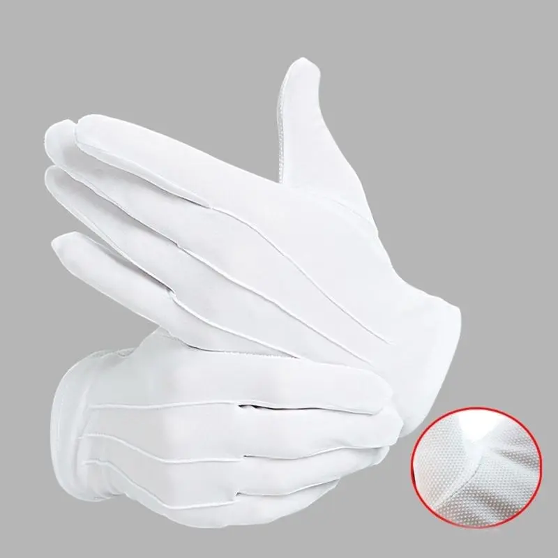 652F White Gloves With Nonslip Dotted Parades Gloves Marchings Band Etiquette Gloves For Jewelry Formal Event Men Women Unisex