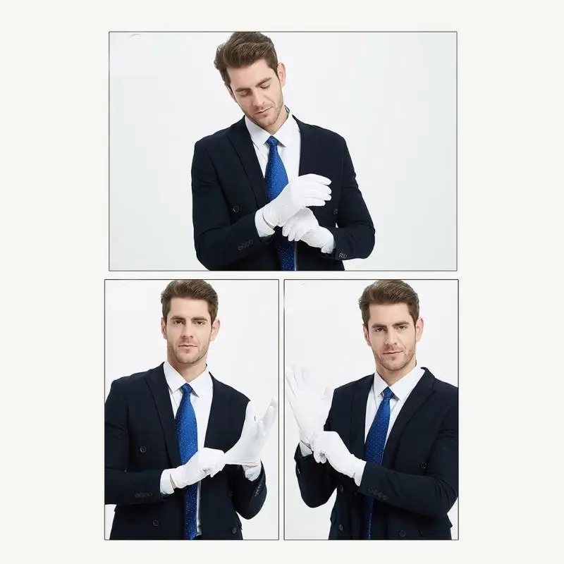 652F White Gloves With Nonslip Dotted Parades Gloves Marchings Band Etiquette Gloves For Jewelry Formal Event Men Women Unisex