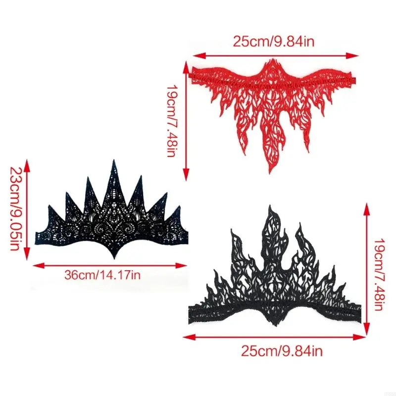 652F Punk Lace Flame Hair Hoop Women Makeup Headband for Halloween Festival Party Teens Performances Hair Accessories