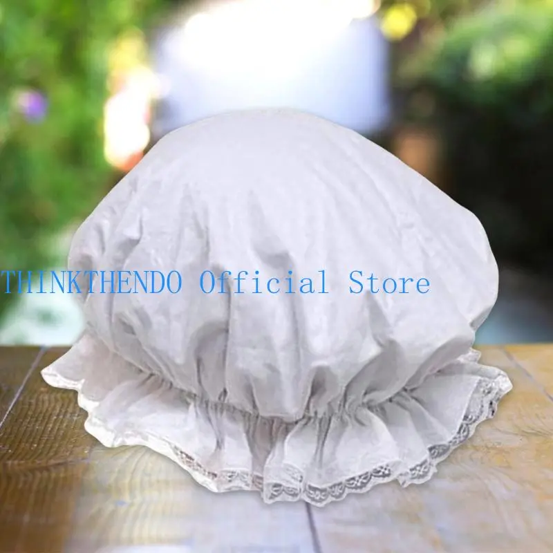 652F Lace Brim Caps White Stylish Lace Elastic Brim Hat for Stage Role Playing and Halloween Costume Cosplay Props