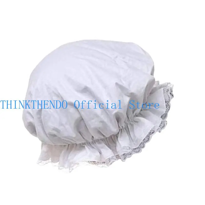 652F Lace Brim Caps White Stylish Lace Elastic Brim Hat for Stage Role Playing and Halloween Costume Cosplay Props