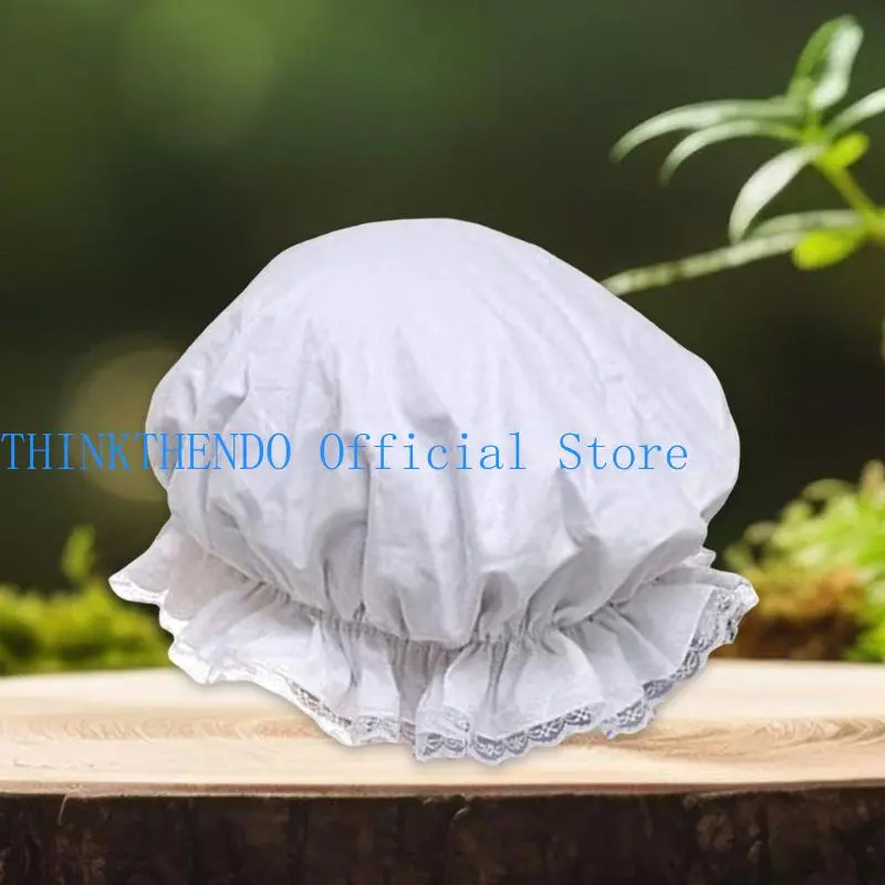 652F Lace Brim Caps White Stylish Lace Elastic Brim Hat for Stage Role Playing and Halloween Costume Cosplay Props