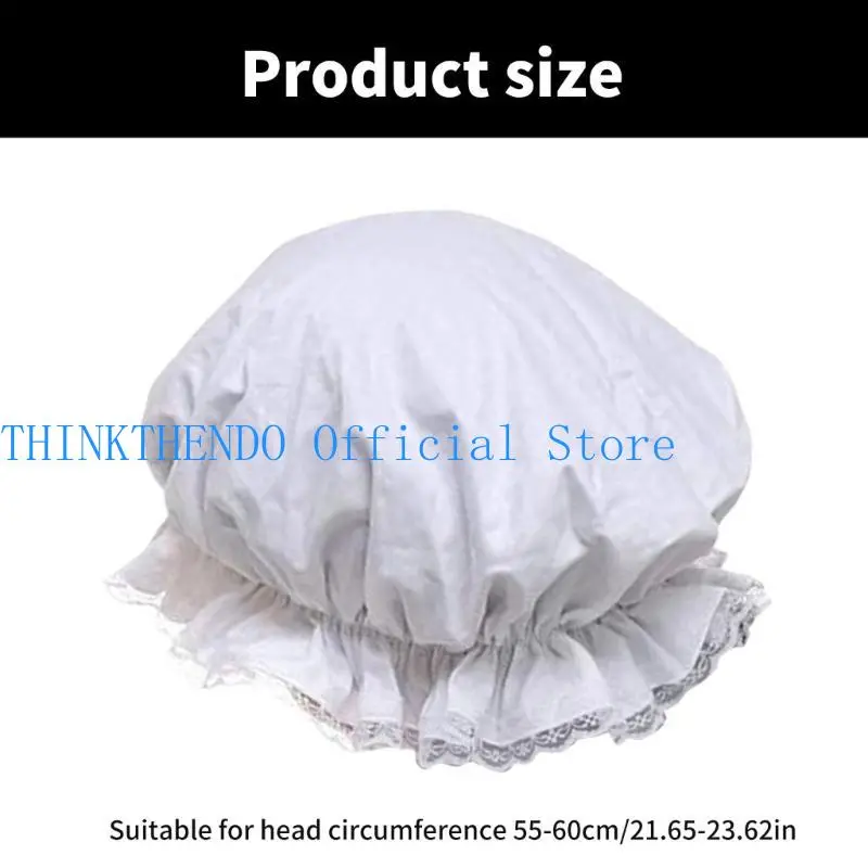652F Lace Brim Caps White Stylish Lace Elastic Brim Hat for Stage Role Playing and Halloween Costume Cosplay Props