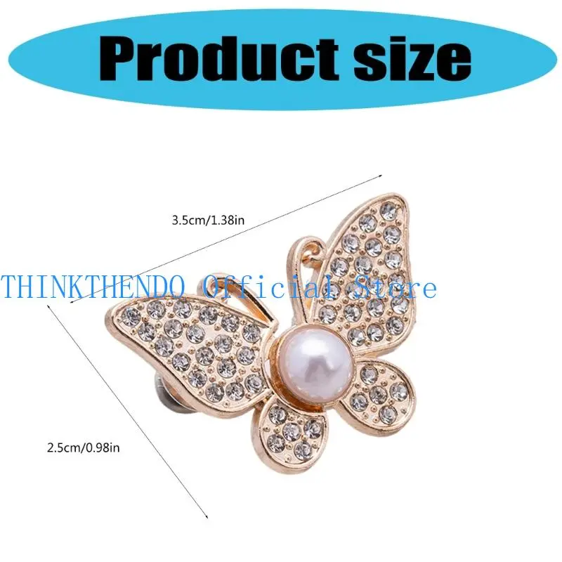 39BB Rhinestones Butterfly Waist Clasps Nonsewing Waist Tightener for Loose Pants 3PCS