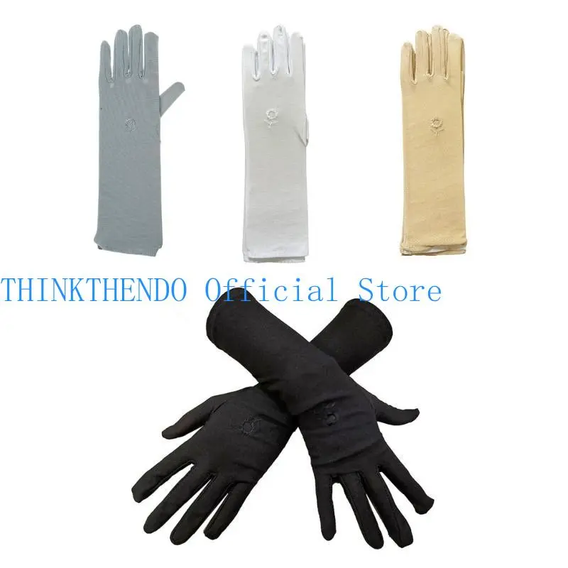 652F Embroidery Flower Hand Gloves for Arabian Simple Stretch Sunproof Arm Protector Casual Wear Arm Gloves for Muslims Women
