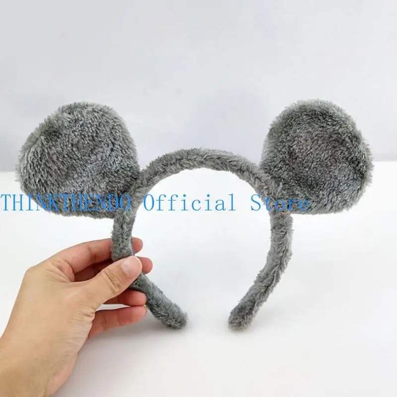 652F Plush Mouse Ears Headbands Cartoon Animal Ears Hair Hoop Bear Ears Hairband Halloween Party Costume Photo Props
