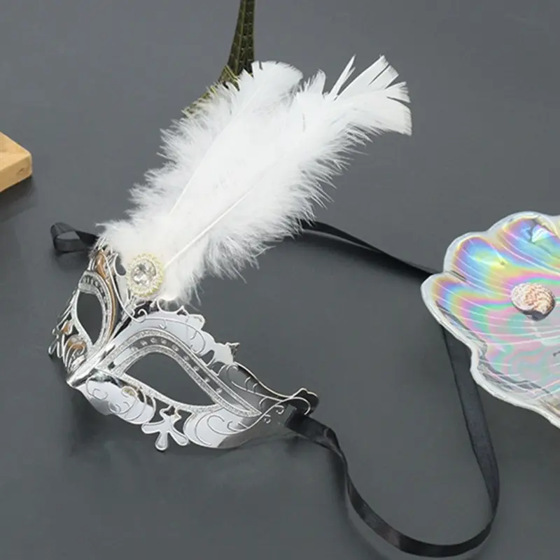 652F Couple Masquerade Mask Venetians Party Mask Halloween Costume Mask Mardi Gras Mask for Couples Women Men Half Face Mask