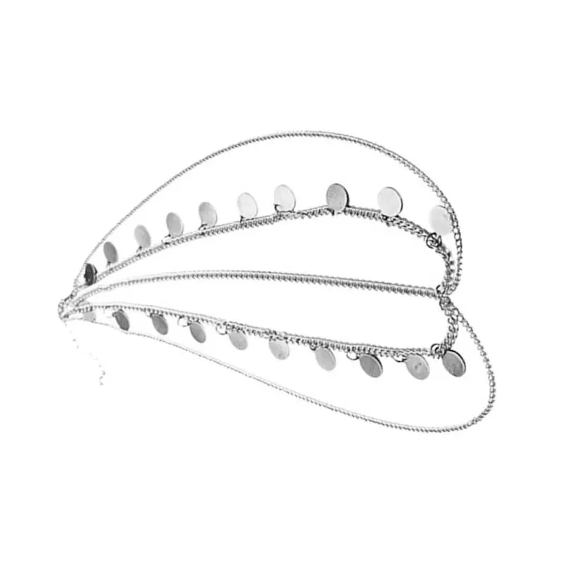 652F Sequins Elegant Head Chain Hiphop Punk Alloys Head Chain Bridal Head Chain for Halloween Parties and Bridal Costumes