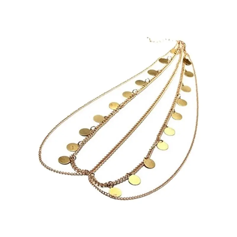 652F Sequins Elegant Head Chain Hiphop Punk Alloys Head Chain Bridal Head Chain for Halloween Parties and Bridal Costumes