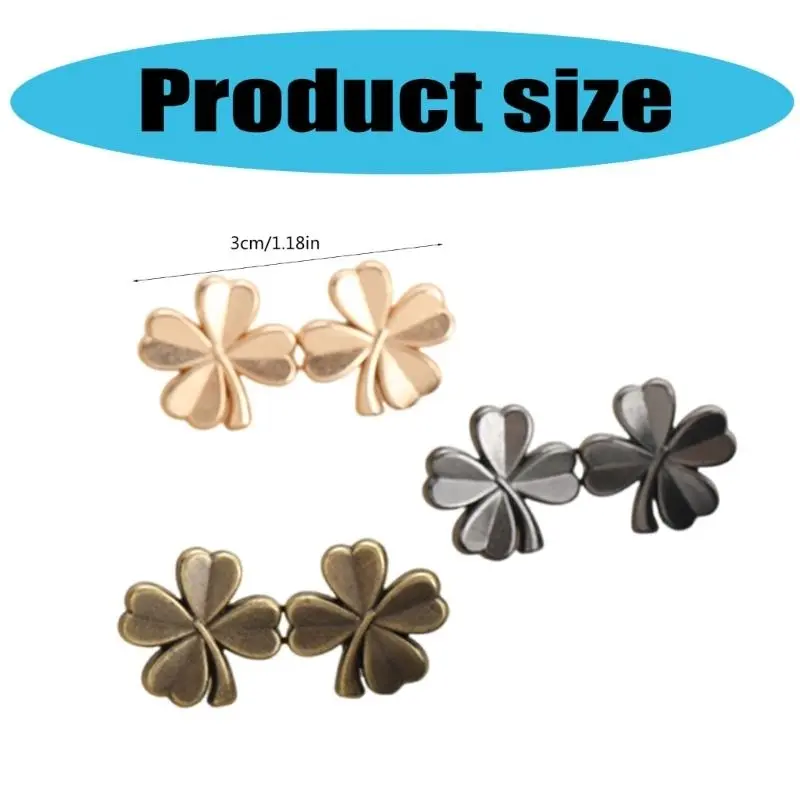 652F 3/6PCS Shamrock Waist Buckle Shaping Clip Waist Brooch Hook for Jeans Pants Plating Waist Tightener Clip Waist Accessory