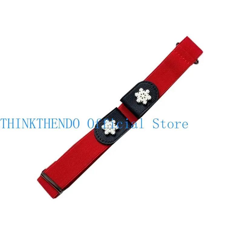 39BB Elastic Waistband Jean Belt Christmas Tree Pattern Waist Belts Fashionable for Stylish Outfits
