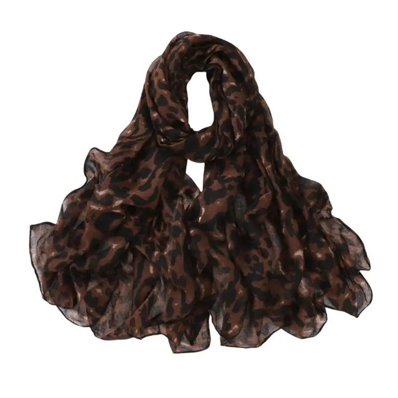 652F Stylish Leopard Pattern Scarf Soft and Breathable Shawl for Fashion Forward Women Various Occasion Long Muffler