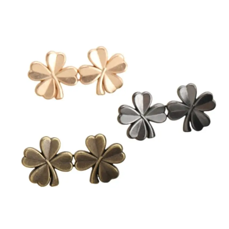 652F 3/6PCS Shamrock Waist Buckle Shaping Clip Waist Brooch Hook for Jeans Pants Plating Waist Tightener Clip Waist Accessory