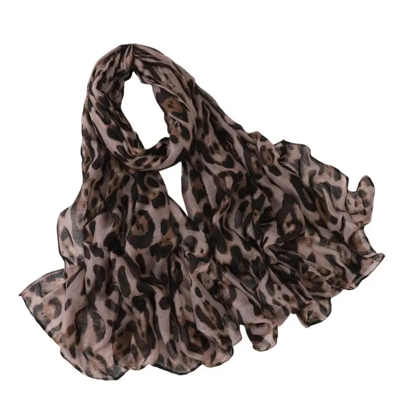652F Stylish Leopard Pattern Scarf Soft and Breathable Shawl for Fashion Forward Women Various Occasion Long Muffler