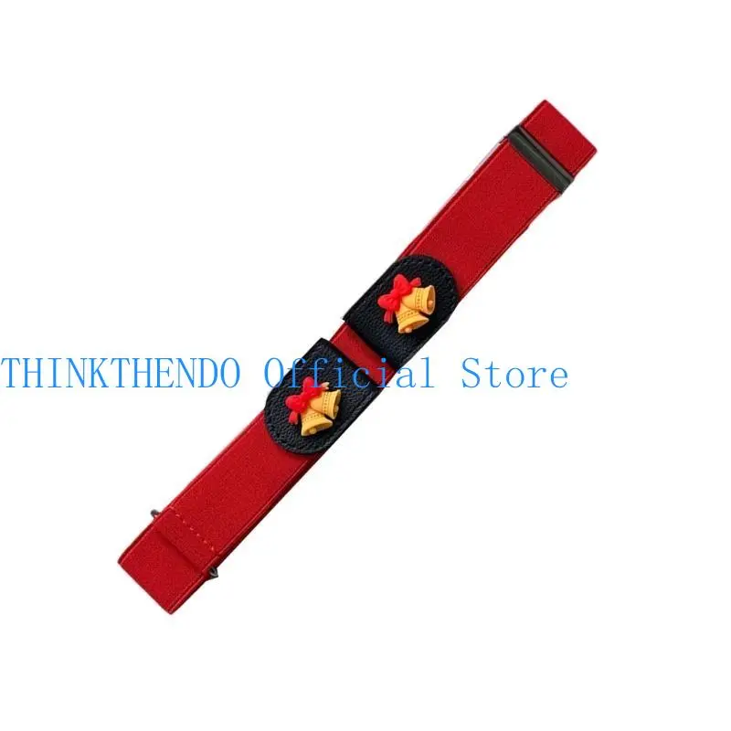 39BB Elastic Waistband Jean Belt Christmas Tree Pattern Waist Belts Fashionable for Stylish Outfits