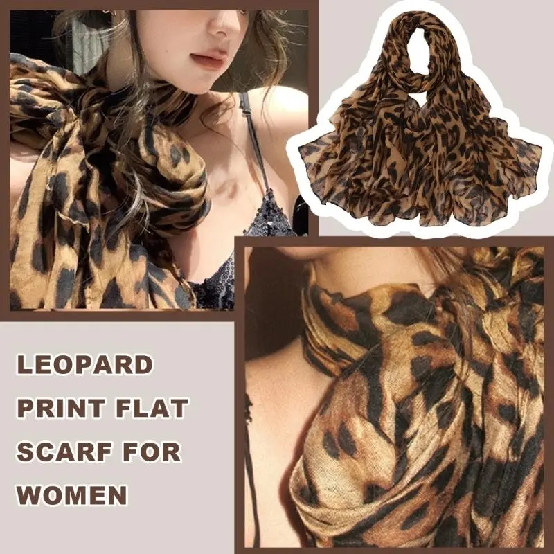 652F Stylish Leopard Pattern Scarf Soft and Breathable Shawl for Fashion Forward Women Various Occasion Long Muffler