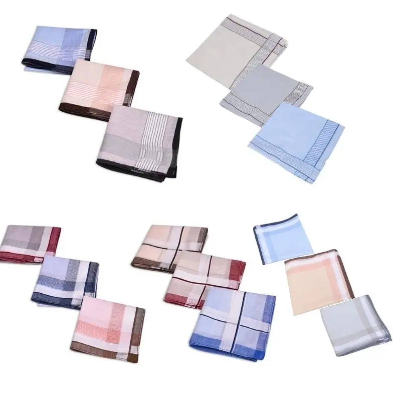 39BB 40x40cm Handkerchief for Men Daily Formal Use Pocket Cloth Breathable Square Handkerchief Towel for Gentleman 3Pieces