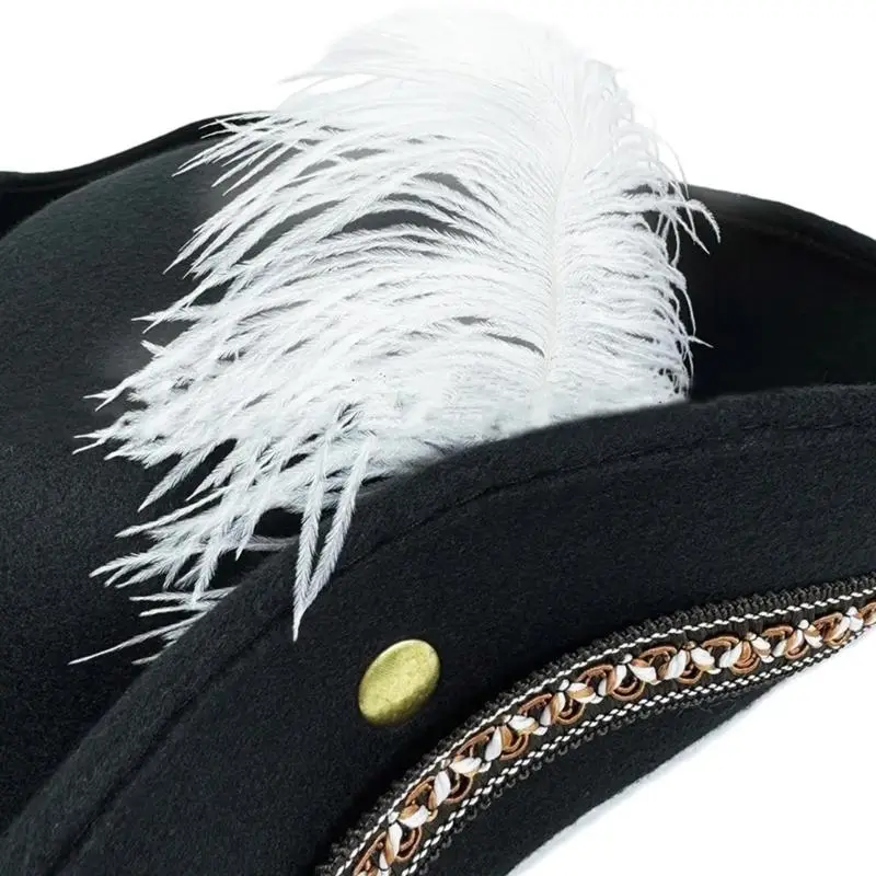 652F Embroidery Fedoras Caps for Pirate Costume Cosplay Pirate Props Kids Play Pirate Caps for Kids Halloween Outfit