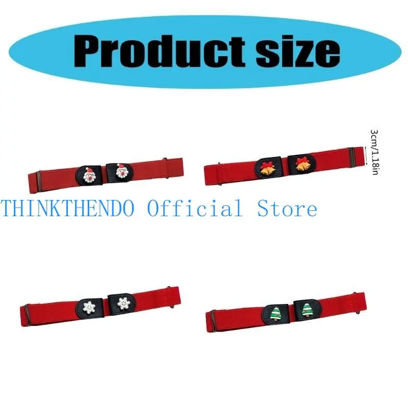 39BB Elastic Waistband Jean Belt Christmas Tree Pattern Waist Belts Fashionable for Stylish Outfits