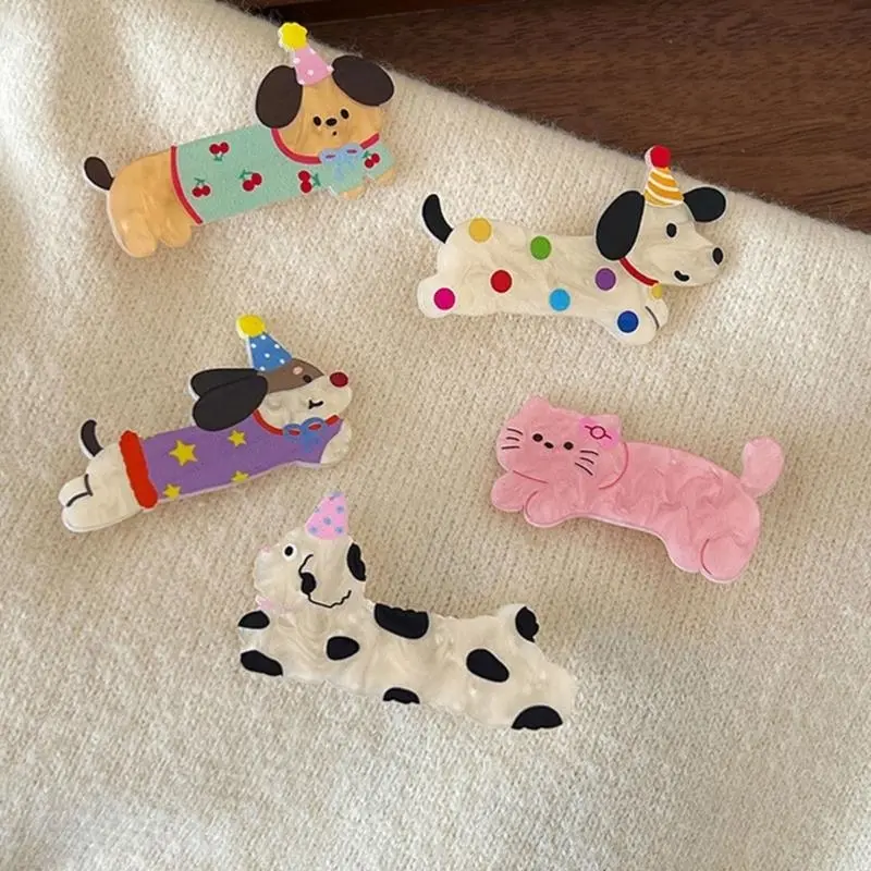 652F Kitten Barrettes Birthday Lovely Hair Clip for Girls Kid Puppy Barrettes Lovely Handmade Hairpins Lovely Hairpins