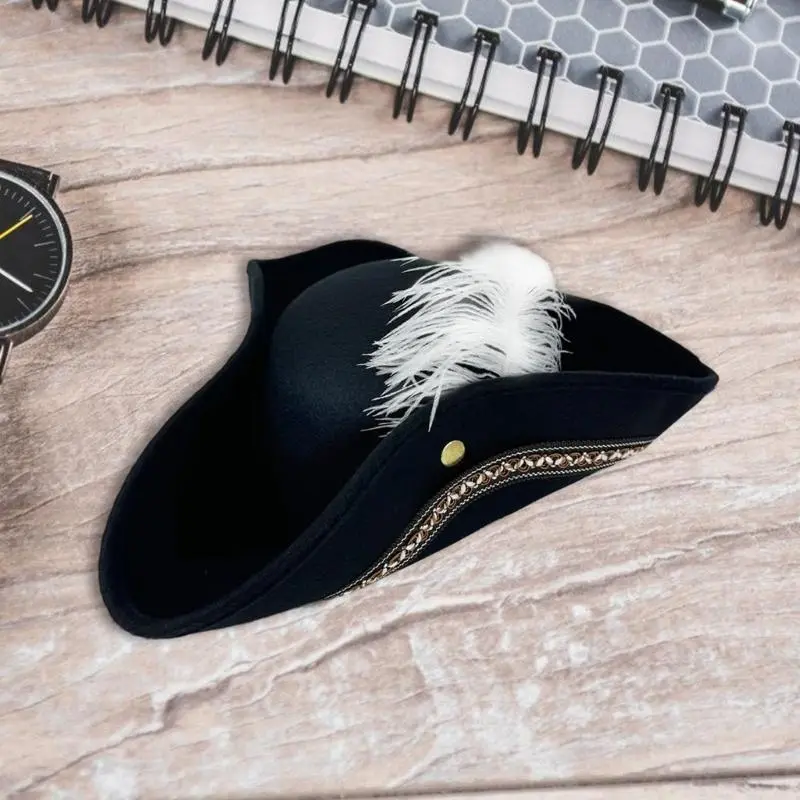 652F Embroidery Fedoras Caps for Pirate Costume Cosplay Pirate Props Kids Play Pirate Caps for Kids Halloween Outfit