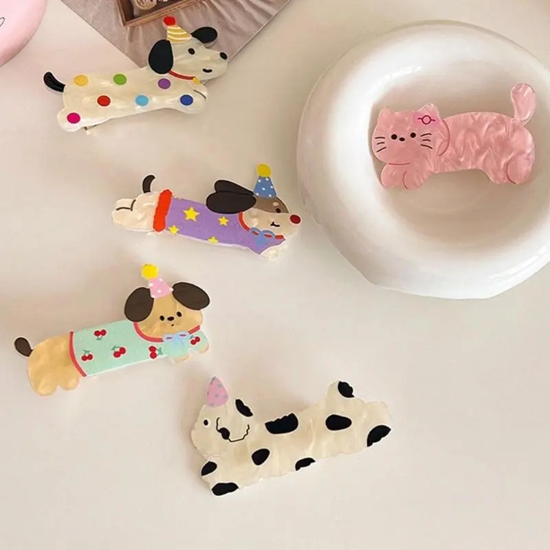 652F Kitten Barrettes Birthday Lovely Hair Clip for Girls Kid Puppy Barrettes Lovely Handmade Hairpins Lovely Hairpins